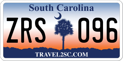 SC license plate ZRS096