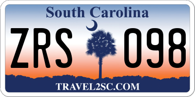 SC license plate ZRS098