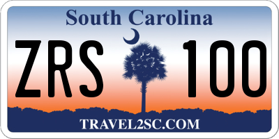 SC license plate ZRS100