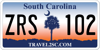 SC license plate ZRS102