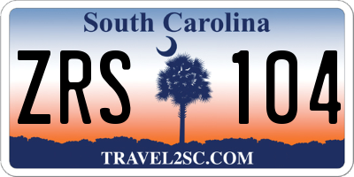SC license plate ZRS104