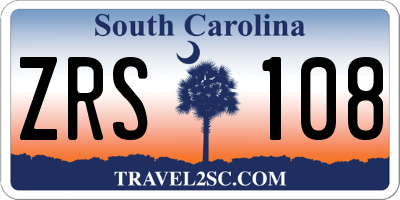 SC license plate ZRS108