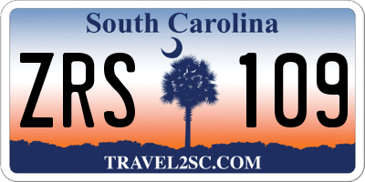 SC license plate ZRS109
