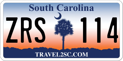 SC license plate ZRS114