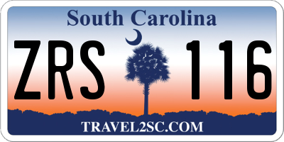 SC license plate ZRS116
