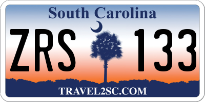 SC license plate ZRS133