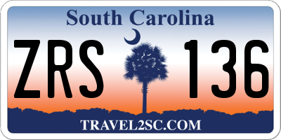 SC license plate ZRS136