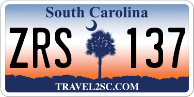 SC license plate ZRS137