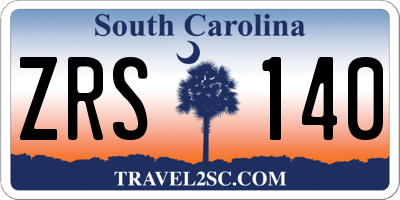 SC license plate ZRS140