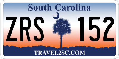 SC license plate ZRS152