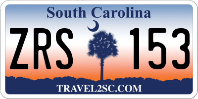 SC license plate ZRS153