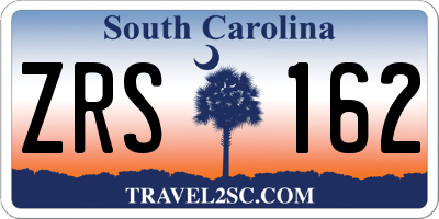 SC license plate ZRS162