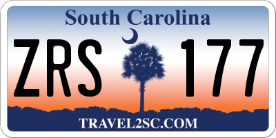 SC license plate ZRS177