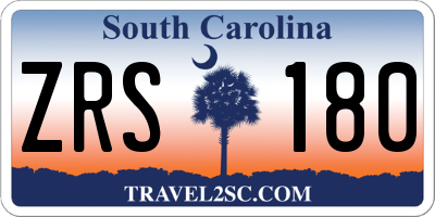 SC license plate ZRS180