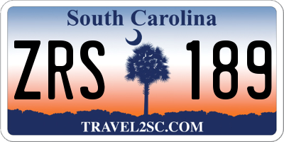 SC license plate ZRS189
