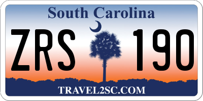 SC license plate ZRS190
