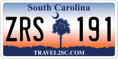 SC license plate ZRS191