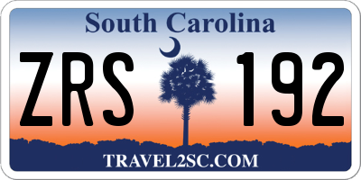 SC license plate ZRS192