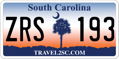 SC license plate ZRS193