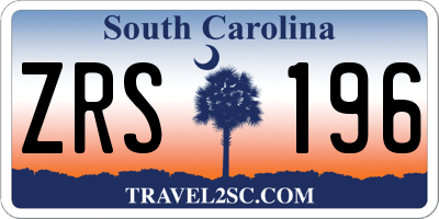 SC license plate ZRS196