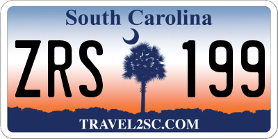 SC license plate ZRS199