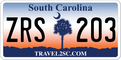 SC license plate ZRS203