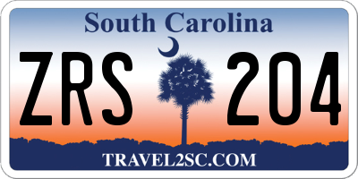 SC license plate ZRS204