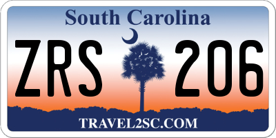 SC license plate ZRS206