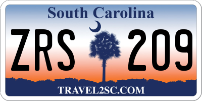 SC license plate ZRS209