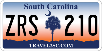 SC license plate ZRS210