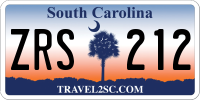 SC license plate ZRS212