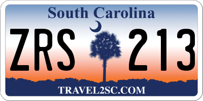 SC license plate ZRS213