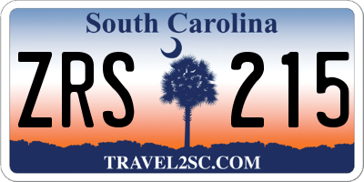 SC license plate ZRS215