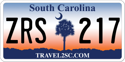SC license plate ZRS217