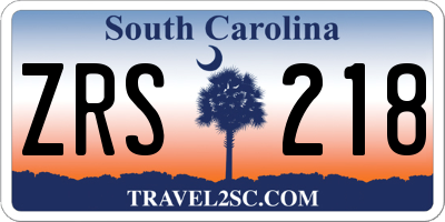 SC license plate ZRS218