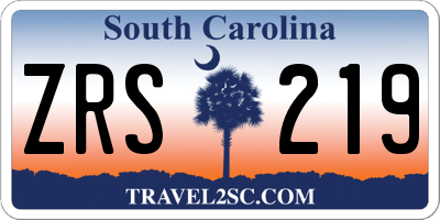 SC license plate ZRS219