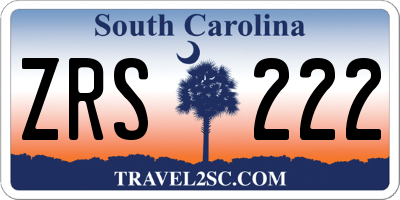 SC license plate ZRS222