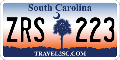 SC license plate ZRS223