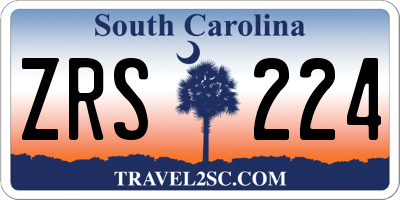 SC license plate ZRS224