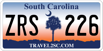 SC license plate ZRS226