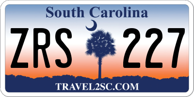 SC license plate ZRS227