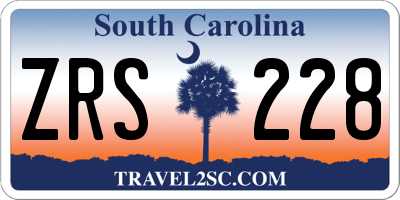 SC license plate ZRS228