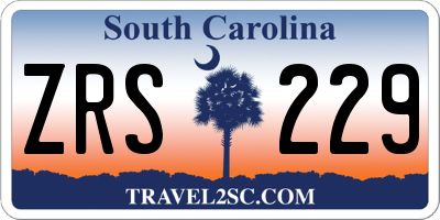 SC license plate ZRS229