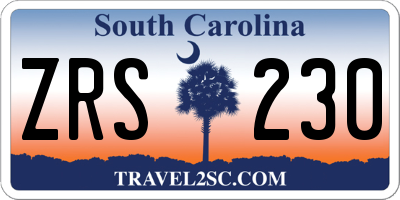 SC license plate ZRS230