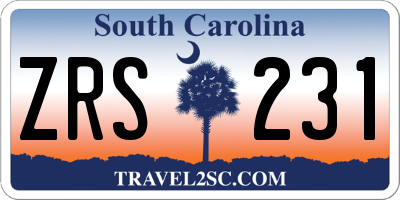 SC license plate ZRS231
