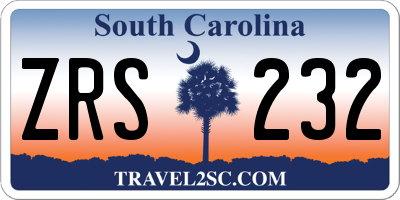 SC license plate ZRS232