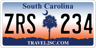 SC license plate ZRS234