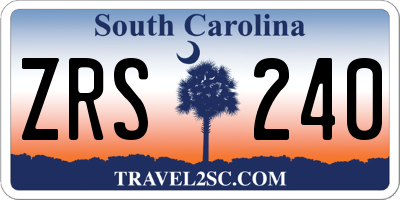 SC license plate ZRS240