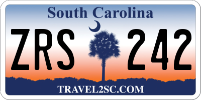 SC license plate ZRS242