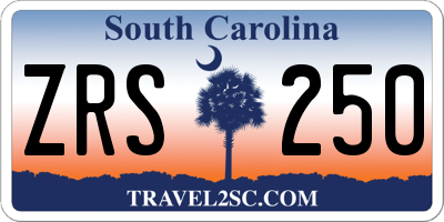 SC license plate ZRS250